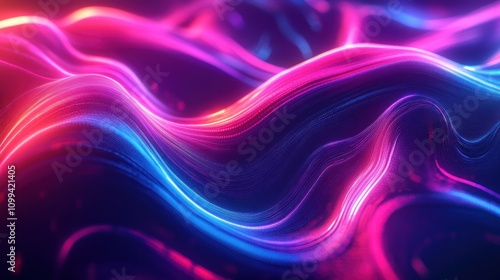 Wallpaper Mural Abstract background with glowing blue and pink wavy lines on a dark background. Torontodigital.ca