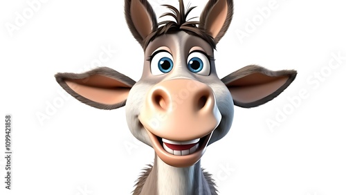 3D funny donkey cartoon on white background
 
 photo