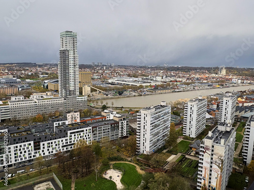 Obraz na płótnie Aerial view on the Brussels canal and large landscape from the North area w salonie