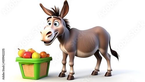 3D funny donkey cartoon on white background
 
 photo