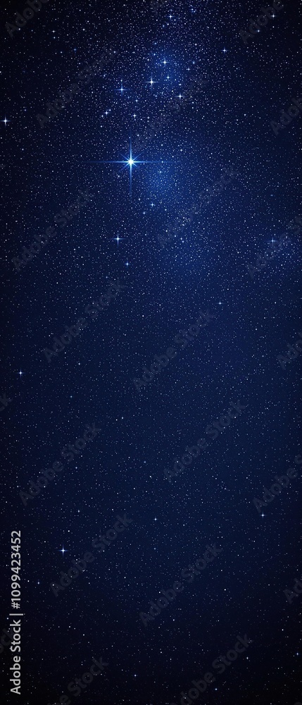 Obraz premium Shimmering starfield on a clear dark blue background, dark blue, celestial bodies, galaxy