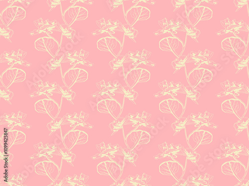 Hand drawn floral pattern vector design. Flower drawing simple ornament.