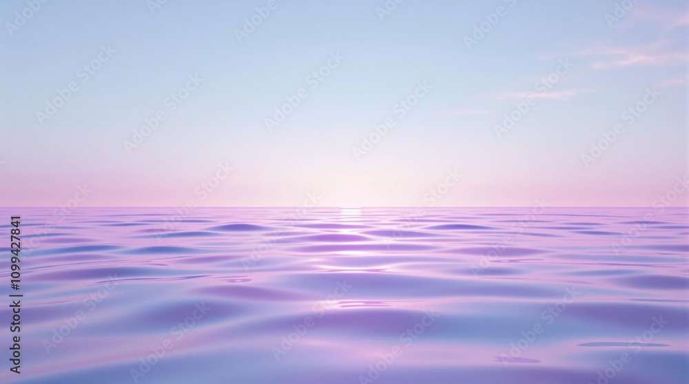 Obraz premium Pastel purple pink blue gradient on a calm water surface, pastel purple pink blue gradient, water surface