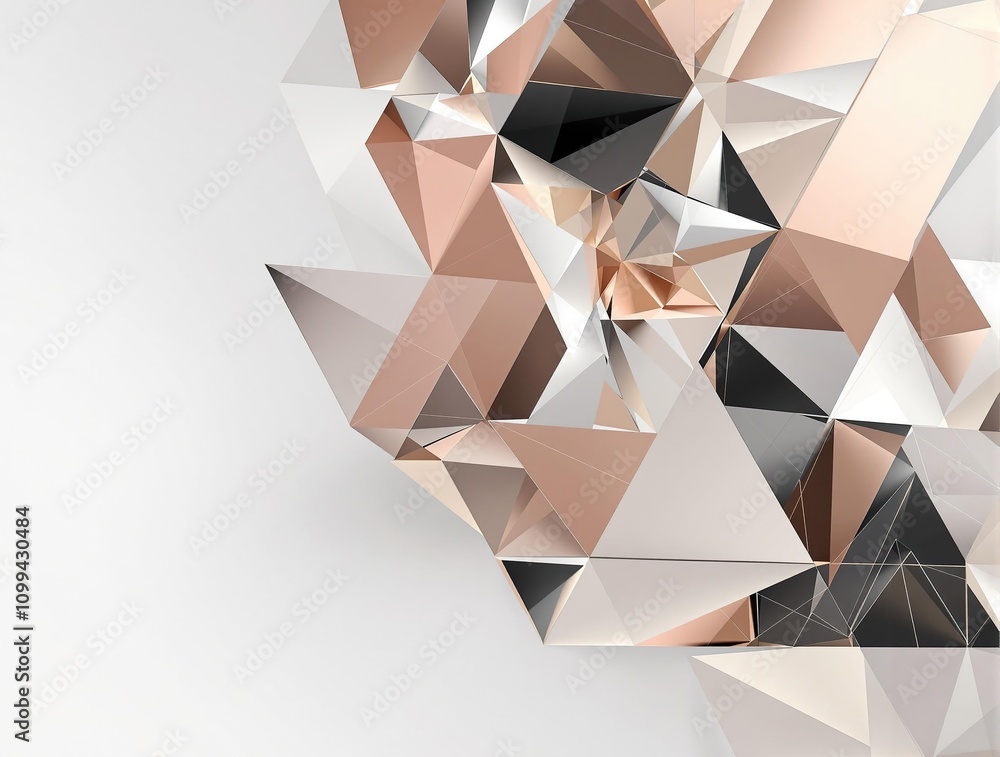 Obraz premium Geometric pattern of triangles in different metallic colors and sizes, geometric patterns, abstract art
