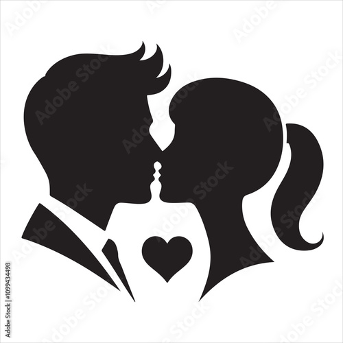 couple love face silhouette vector art, perfect for romantic projects and creative designs showcasing love and connection.