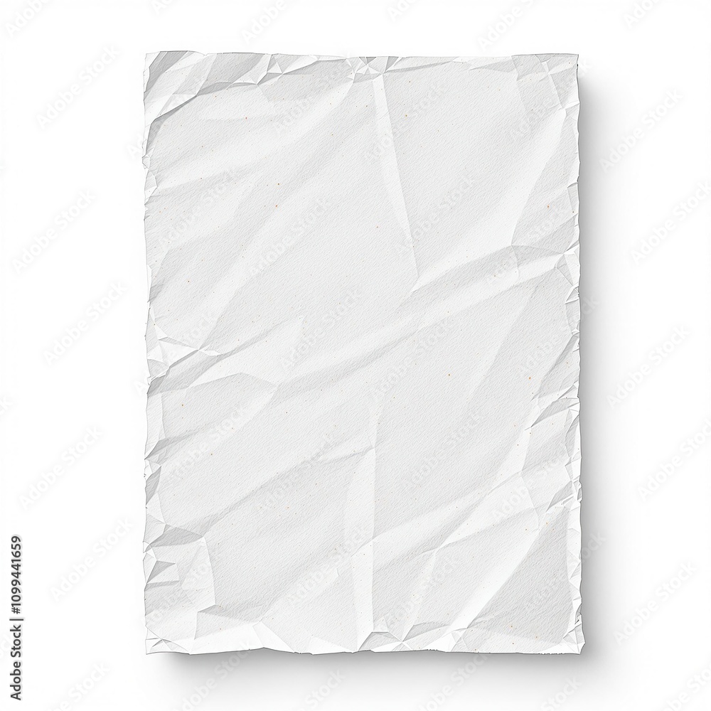 Obraz premium Single sheet of crumpled white paper with coffee stains, coffee stains, coffee spills