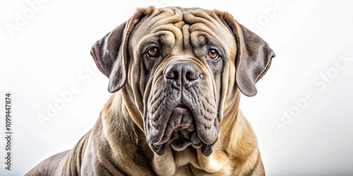 Captivating Product Photography of a Mastino Neapolitano: Isolated Portrait of a Large, Purebred Dog Showcasing Its Unique Features and Characteristics for Pet Lovers and Enthusiasts photo