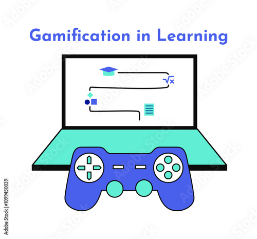 Gamification in Learning icon. Artificial Intelligence in Education Icon. E-learning icon illustration. Education and learning with AI.
