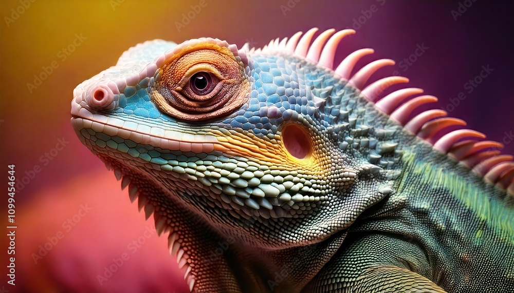 Obraz premium Close-up of a lizard with vibrant head 