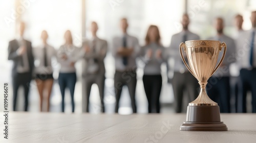 Celebration of achievement corporate award ceremony modern office event professional setting close-up view recognition of excellence