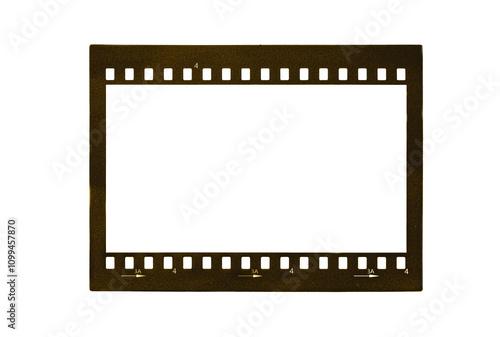 yellow celluloid photo film strip on white background photo