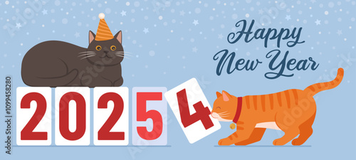 Cats celebrating new year 2025