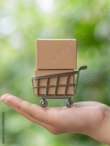 E-Commerce Lead Generation Strategies in Digital Marketing Nature Background Shopping Cart Product Promotion