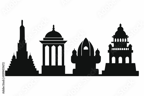 4 different styles monumenticon black silhouette