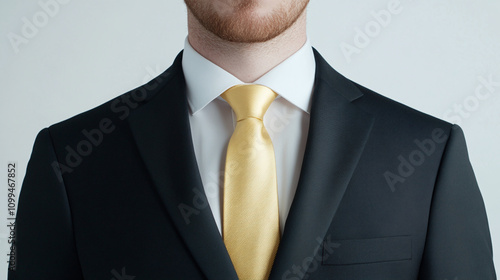Formal Business Suit with Yellow Tie