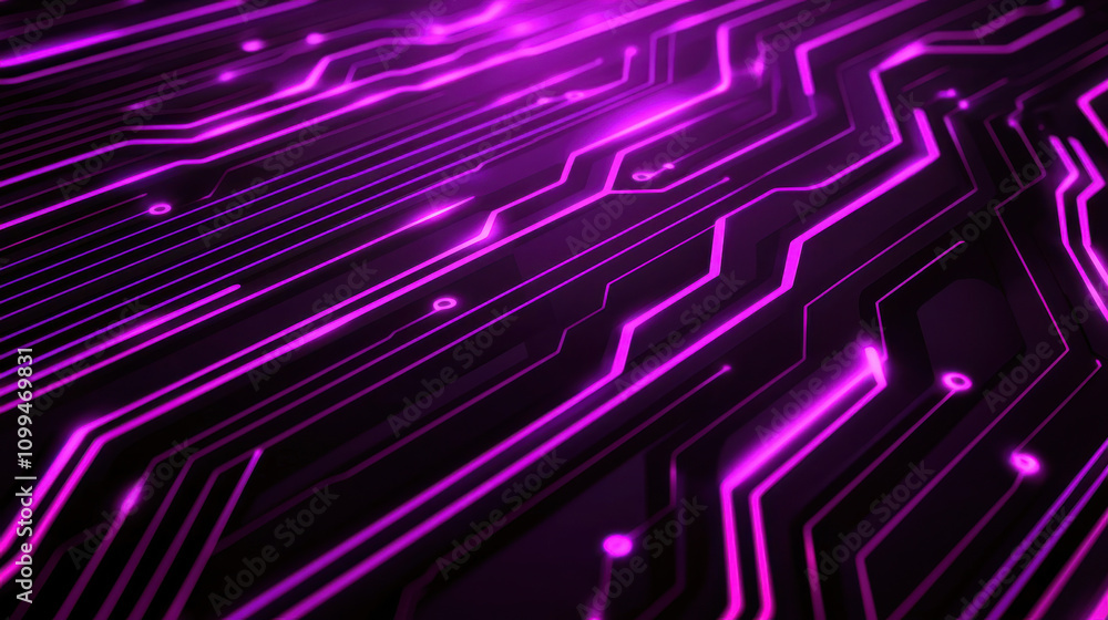 Obraz premium Futuristic purple circuit board with glowing lines