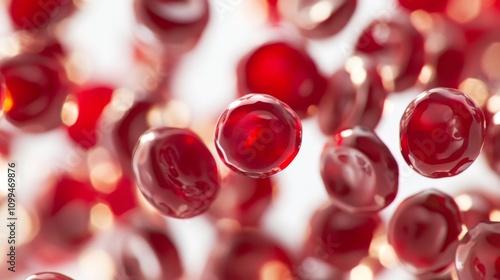 Red blood cells floating in a transparent medium, with a minimal background, Medical style