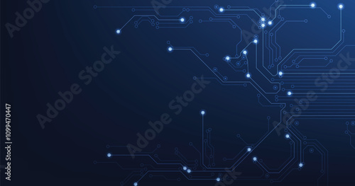 Abstract Circuit board background.Vector abstract technology illustration Circuit board on dark blue background.High-tech circuit board connection system concept.	