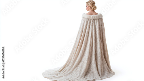 Elegant Lace Cape with Fur Trim
