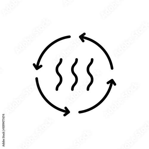 Air Conditioning, linear style icon set. Heating, ventilation and cooling systems for indoor climate control. Fans, vents and temperature regulation equipment