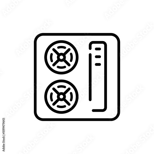 Concept industrial HVAC blower system icon. Air Conditioning, linear style sign. Ventilation and cooling systems for indoor climate control. Fans, vents and temperature regulation equipment