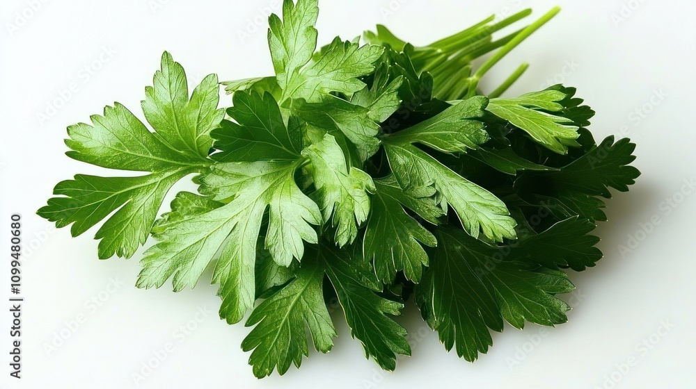 Fototapeta premium Fresh Green Parsley Leaves Bunch Sprigs