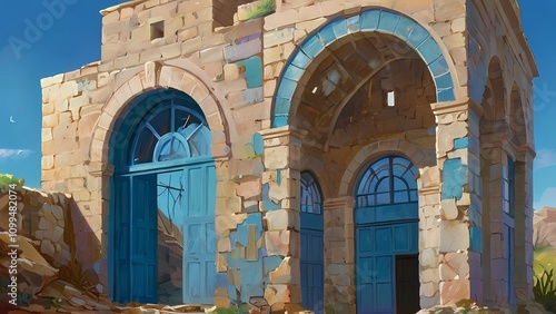 Wallpaper Mural ゲーム背景　青空と砂漠文明の古代遺跡宮殿 Torontodigital.ca