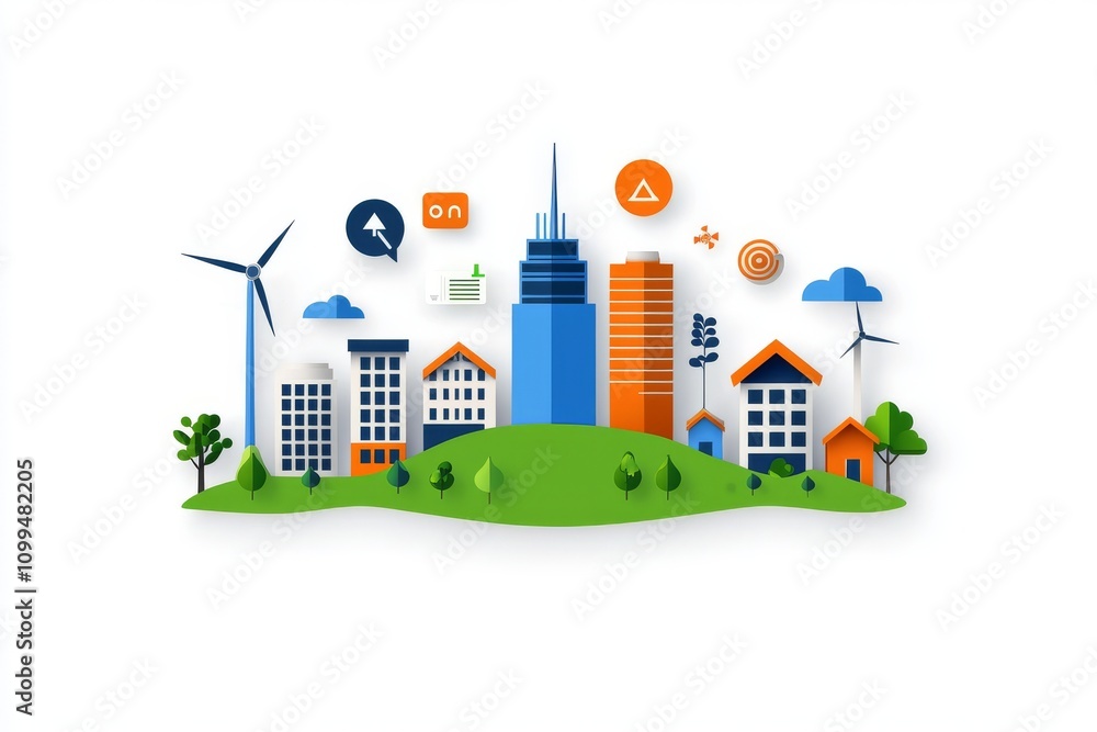 Fototapeta premium A forward-looking infographic vividly illustrates the environmental consequences of contemporary city designs.