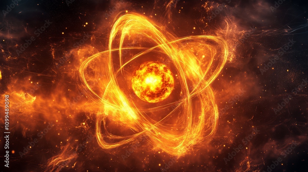 Obraz premium A Close-Up View of a Carbon Atom with Its Atomic Structure