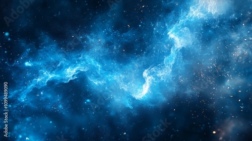 Celestial Blue Nebula Cosmic Energy Flowing