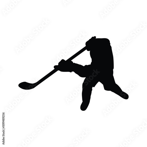 Ice Hockey Athlete Black Silhouette Vector