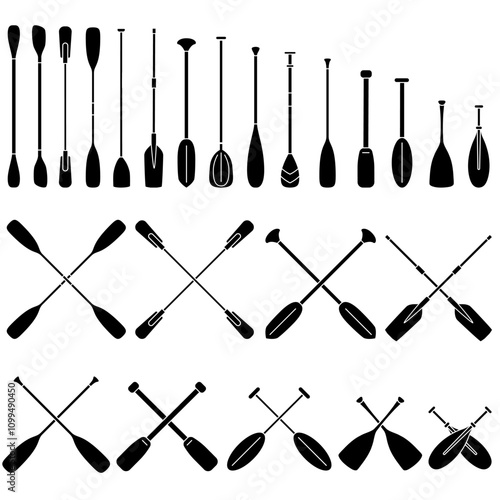 Paddle icon vector set. Oar illustration sign collection. Rowing symbol or logo.