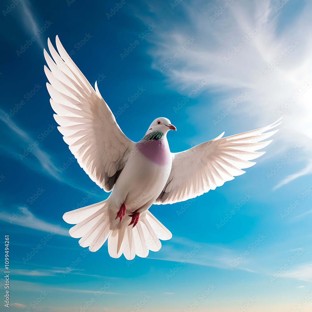Fototapeta premium white dove flying in the sky