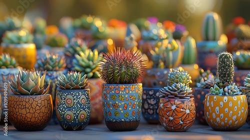 Cactus & Succulents: Colorful Potted Plants photo