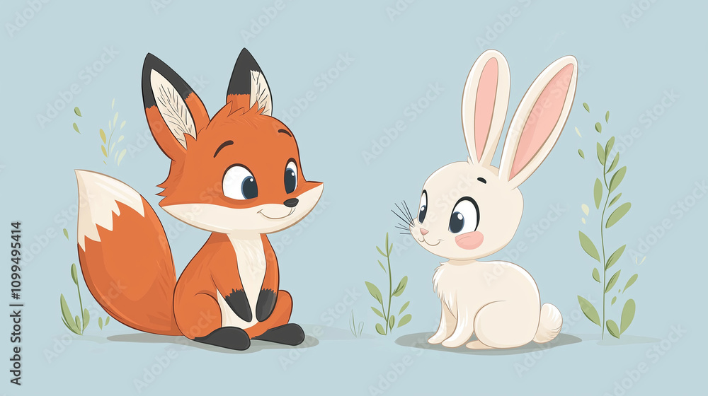 Obraz premium Fox and Rabbit