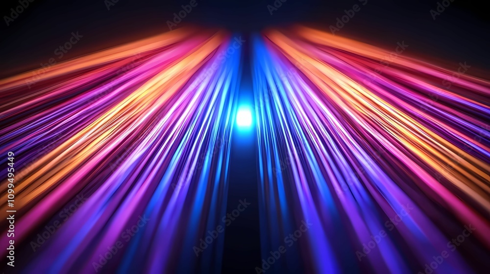 Fototapeta premium Vibrant abstract light rays converging forward