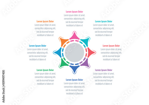 infographic template for magazine, annual report. infographic template for business, education, science world. infographic template with wheels, stars. eight steps information template