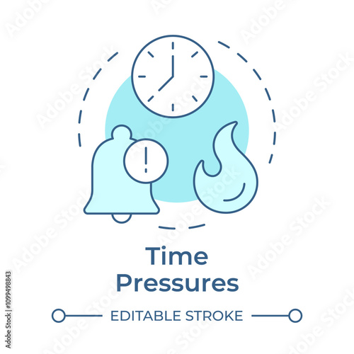 Time pressures soft blue concept icon. Workflow management, deadline. Urgency, planning. Round shape line illustration. Abstract idea. Graphic design. Easy to use in infographic, presentation