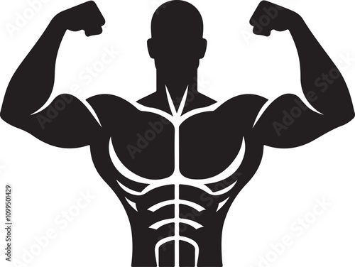 massive  muscle flex silhouette, ideal for personal training and sports branding."