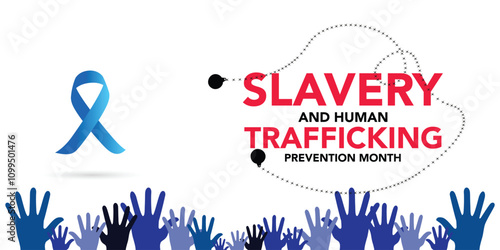 National Slavery and Human Trafficking Prevention Month is observed every year on january. Vector illustration on the theme of National Human Trafficking Awareness Month. Template for banner design.