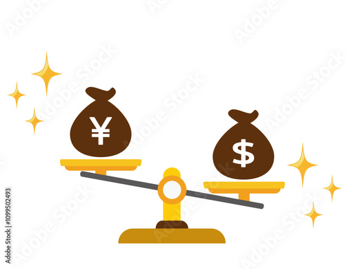 天秤の上に乗るドルと円のイラスト