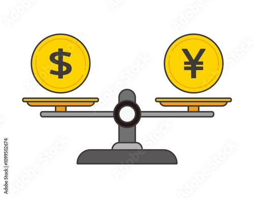 天秤の上に乗るドルと円のイラスト