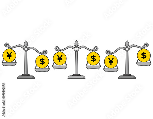 天秤の上に乗るドルと円のイラスト