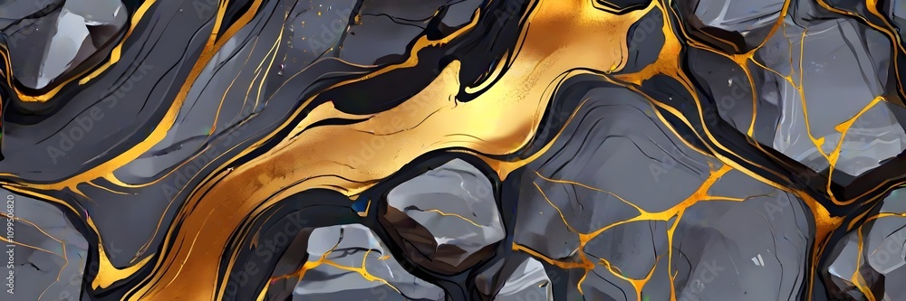 Obraz premium A highly detailed abstract texture of stone with golden veins.