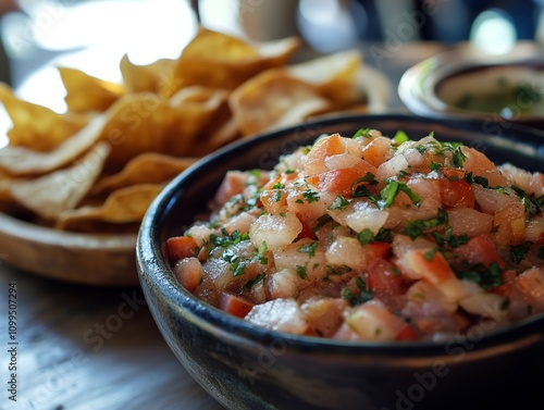 Fijian kokoda fish ceviche preparation fiji culinary delight coastal setting close-up view fresh ingredients photo