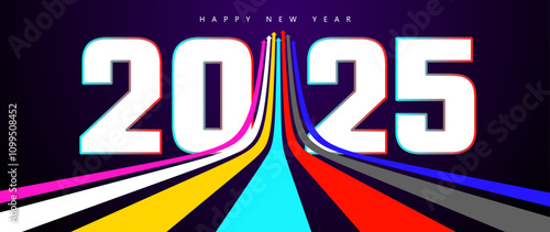'2025' one step further, vector illustration symbolizing development.