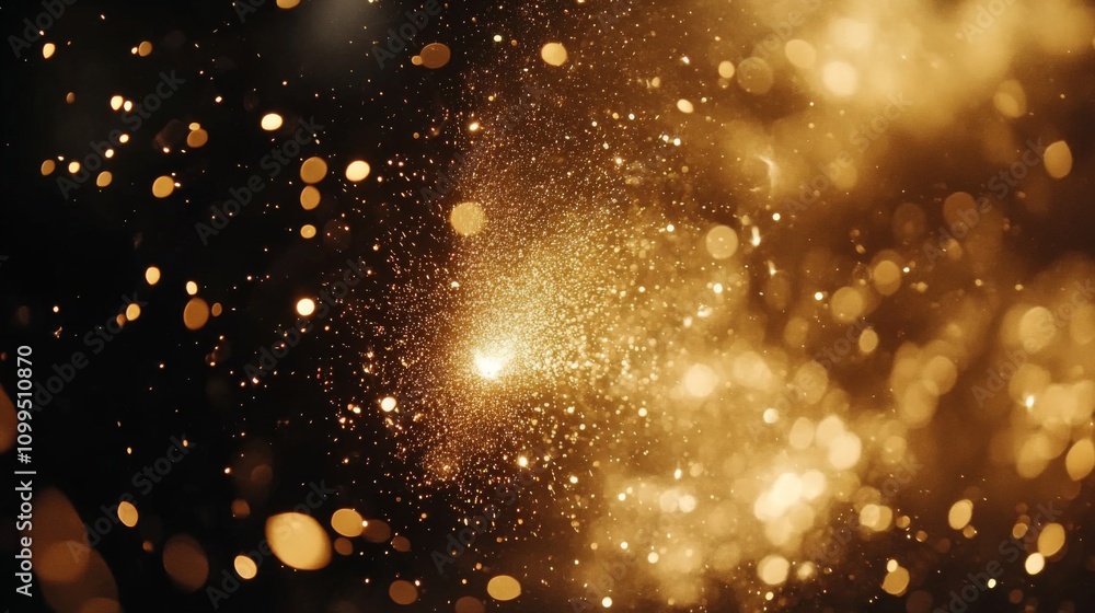Obraz premium Golden Sparkles Exploding In Dark Night Sky