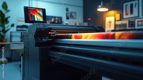 Large Format Printer Producing Vibrant Artwork