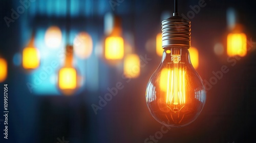 Warm glow of vintage light bulbs in a cozy setting photo