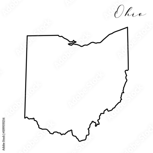 Vector high quality map of the American state of Ohio simple hand made line drawing map